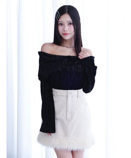 EATME（イートミー）の「ベロアプリーツTOP（Tシャツ/カットソー・レディース・ブラック/アイボリー/ピンク・FREE）」の6枚目の写真