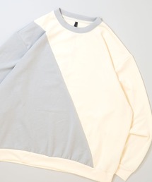 cardboard knit switching crew neck cutsew/ダンボールニット 切り替え クルーネック カットソー レディース メンズ