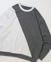 cardboard knit switching crew neck cutsew/ダンボールニット 切り替え クルーネック カットソー レディース メンズ