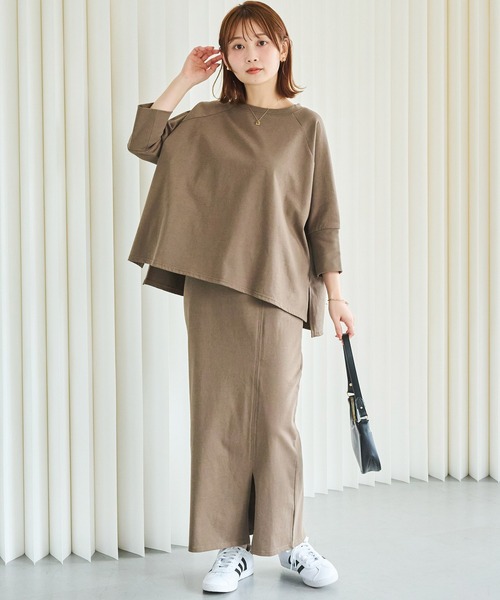 LAVEANGE(ラビアンジェ)の「【洗える】ワイドプルオーバー×タイトスカートセットアップ 2点セット(ワンピース・レディース・ブラック/ブラウン/パープル・M/LL/3L/4L/5L)」の16枚目の写真