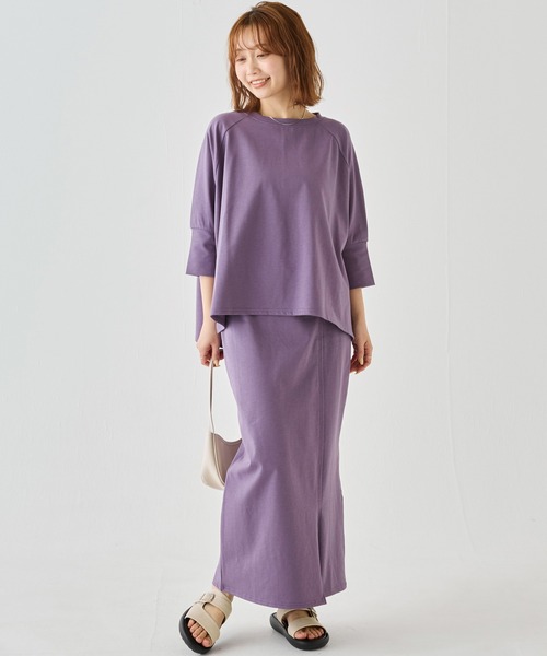 LAVEANGE(ラビアンジェ)の「【洗える】ワイドプルオーバー×タイトスカートセットアップ 2点セット(ワンピース・レディース・ブラック/ブラウン/パープル・M/LL/3L/4L/5L)」の21枚目の写真