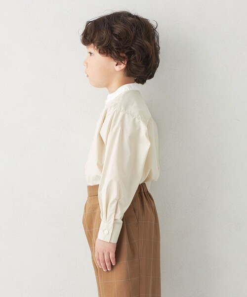 green label relaxing(グリーンレーベルリラクシング)の「バンドカラー シャツ ロングスリーブ / キッズ 100cm-130cm(シャツ/ブラウス・キッズ・ライトグレー/ベージュ/オフホワイト・100cm/110cm/120cm/130cm)」の14枚目の写真