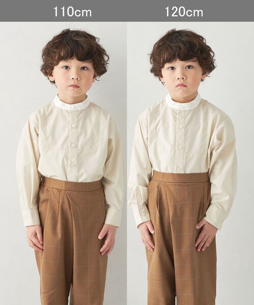 green label relaxing(グリーンレーベルリラクシング)の「バンドカラー シャツ ロングスリーブ / キッズ 100cm-130cm(シャツ/ブラウス・キッズ・ライトグレー/ベージュ/オフホワイト・100cm/110cm/120cm/130cm)」の16枚目の写真