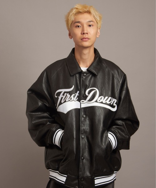 FIRST DOWN（ファーストダウン）の「FIRST DOWN USA限定 PU Varsity JKT（その他アウター・メンズ・ブラック・L/M/XL）」の3枚目の写真