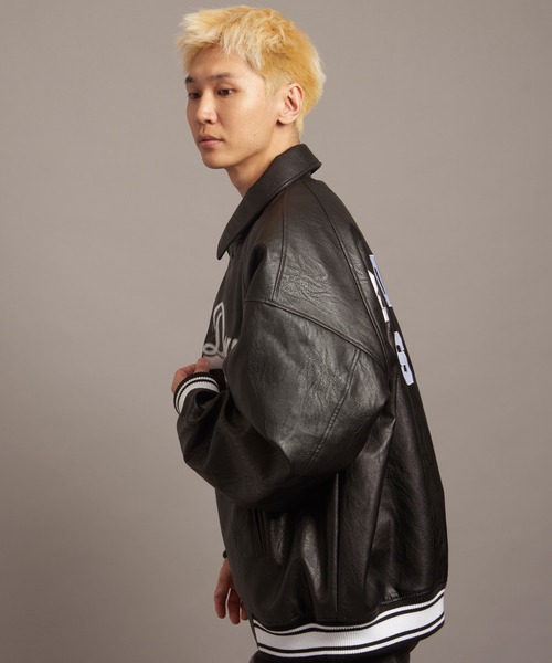FIRST DOWN（ファーストダウン）の「FIRST DOWN USA限定 PU Varsity JKT（その他アウター・メンズ・ブラック・L/M/XL）」の6枚目の写真