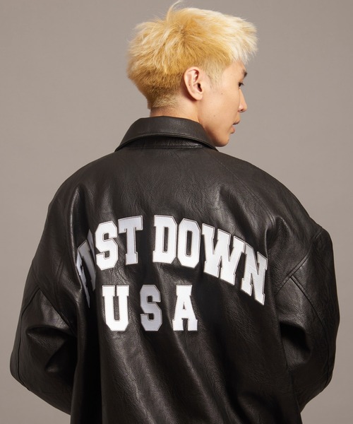 FIRST DOWN（ファーストダウン）の「FIRST DOWN USA限定 PU Varsity JKT（その他アウター・メンズ・ブラック・L/M/XL）」の2枚目の写真