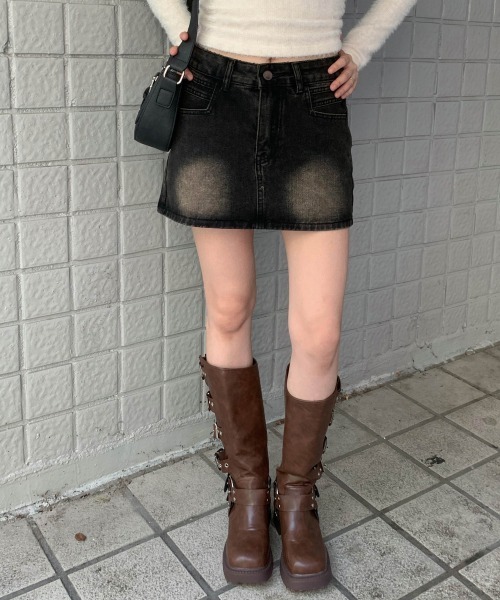 セール】ベルトデザインバイカーブーツ Y2K（ブーツ）｜gossip