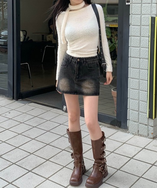 セール】ベルトデザインバイカーブーツ Y2K（ブーツ）｜gossip