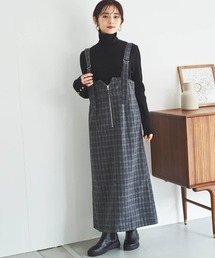 【150㎝前後の小柄さんサイズ】チェック柄 フロントジップジャンスカ