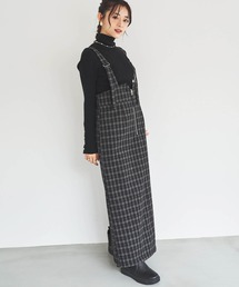 【150㎝前後の小柄さんサイズ】チェック柄 フロントジップジャンスカ