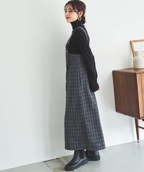 mil（ミル）の「【150㎝前後の小柄さんサイズ】チェック柄 フロントジップジャンスカ（ワンピース・レディース・ブラック/ブラウン/チャコールグレー・XS/S）」の5枚目の写真