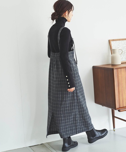 mil（ミル）の「【150㎝前後の小柄さんサイズ】チェック柄 フロントジップジャンスカ（ワンピース・レディース・ブラック/ブラウン/チャコールグレー・XS/S）」の6枚目の写真