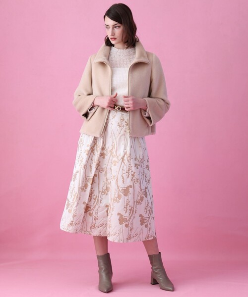 ANAYI（アナイ）の「シルエットフラワージャガードタックスカート（スカート・レディース・ブラック/ベージュ・38/36/34）」の9枚目の写真