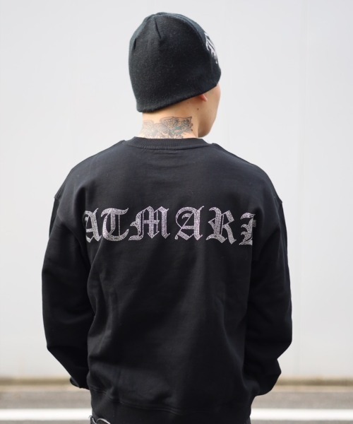 メンズ トレーナー スエット スタッズ 黒色 フォロー割大歓迎