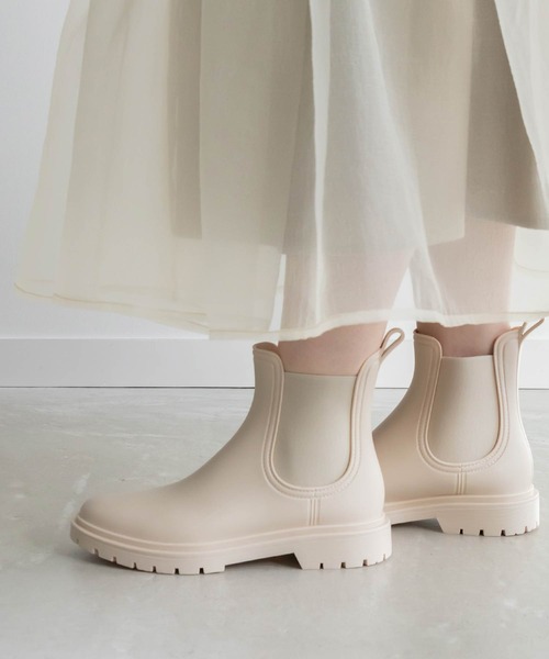 RANDA（ランダ）の「サイドゴアレインブーツ（レインシューズ・レディース・ブラック/アイボリー・LL/S/M/L）」の2枚目の写真