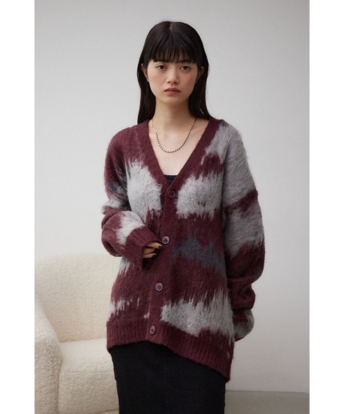 AZUL by moussy（アズールバイマウジー）の「総柄モヘアライクカーディガン（カーディガン/ボレロ・メンズ・ボルドー/ネイビー/ブラック系その他/ブラウン系その他/グレー系その他・FREE）」の11枚目の写真