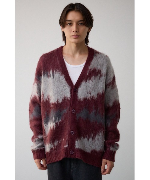 AZUL by moussy（アズールバイマウジー）の「総柄モヘアライクカーディガン（カーディガン/ボレロ・メンズ・ボルドー/ネイビー/ブラック系その他/ブラウン系その他/グレー系その他・FREE）」の6枚目の写真