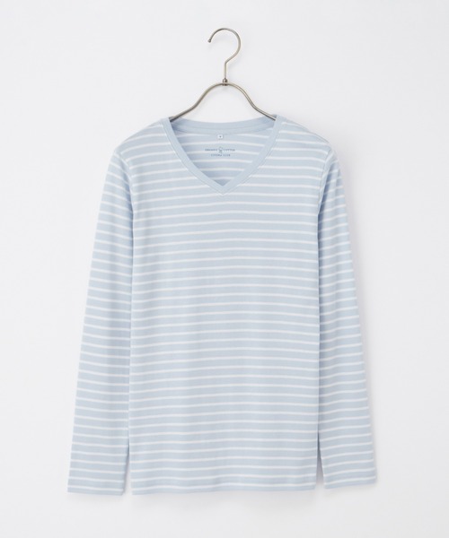Honeys(ハニーズ)の「オーガニックVネックT(Tシャツ/カットソー・レディース・ブラック/サックスブルー/ホワイト×ブラック/ミント・M/LL/L)」の20枚目の写真