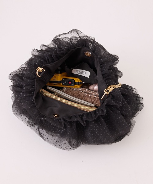 ROPE' PICNIC(ロペピクニック)の「キラキラシアーフリルチェーンショルダーバッグ(ショルダーバッグ・レディース・ライトグレー/ブラック/キナリ・FREE)」の5枚目の写真