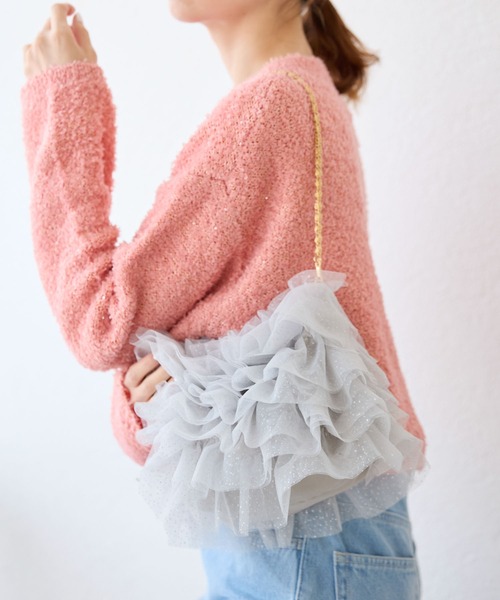 ROPE' PICNIC(ロペピクニック)の「キラキラシアーフリルチェーンショルダーバッグ(ショルダーバッグ・レディース・ライトグレー/ブラック/キナリ・FREE)」の12枚目の写真