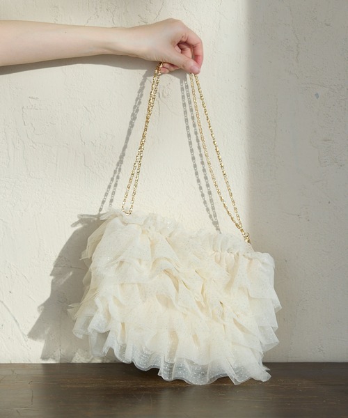 ROPE' PICNIC(ロペピクニック)の「キラキラシアーフリルチェーンショルダーバッグ(ショルダーバッグ・レディース・ライトグレー/ブラック/キナリ・FREE)」の7枚目の写真