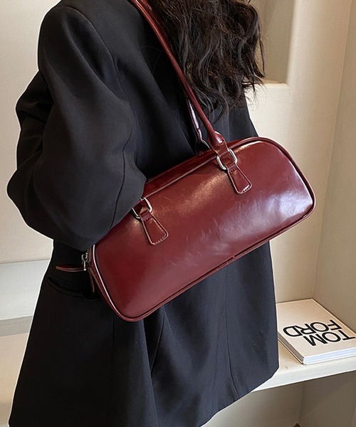 HALEY PESCA（ヘーリーペスカ）の「HALEY PESCA/レザー調　スクエアボストンバッグ（ボストンバッグ・レディース・ブラック/ブラウン/レッド/ピンク・FREE）」の4枚目の写真