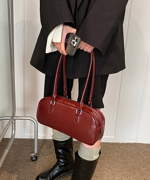 HALEY PESCA（ヘーリーペスカ）の「HALEY PESCA/レザー調　スクエアボストンバッグ（ボストンバッグ・レディース・ブラック/ブラウン/レッド/ピンク・FREE）」の19枚目の写真