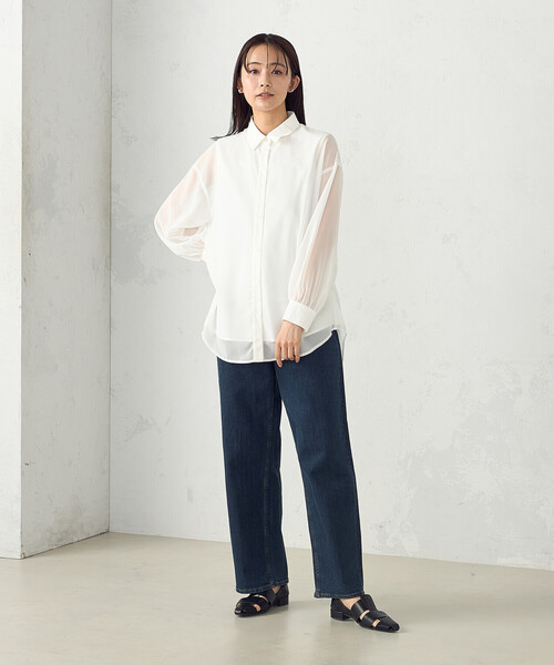 COMME CA ISM（コムサイズム）の「シアーレイヤードシャツ（シャツ/ブラウス・レディース・ホワイト/ブラック・MEDIUM/LARGE）」の12枚目の写真