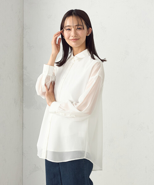 COMME CA ISM（コムサイズム）の「シアーレイヤードシャツ（シャツ/ブラウス・レディース・ホワイト/ブラック・MEDIUM/LARGE）」の11枚目の写真