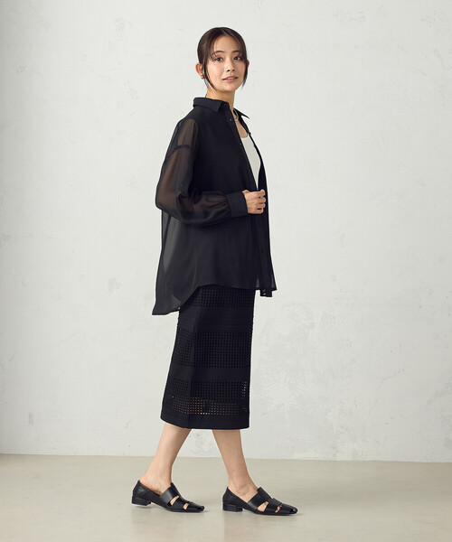 COMME CA ISM（コムサイズム）の「シアーレイヤードシャツ（シャツ/ブラウス・レディース・ホワイト/ブラック・MEDIUM/LARGE）」の10枚目の写真