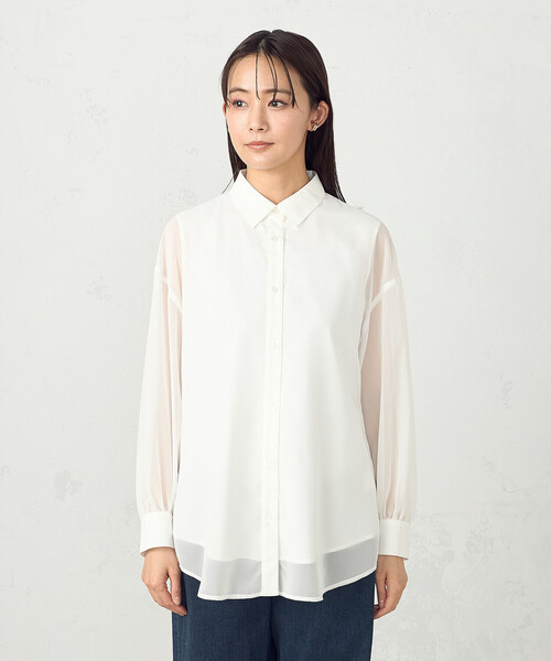COMME CA ISM（コムサイズム）の「シアーレイヤードシャツ（シャツ/ブラウス・レディース・ホワイト/ブラック・MEDIUM/LARGE）」の9枚目の写真