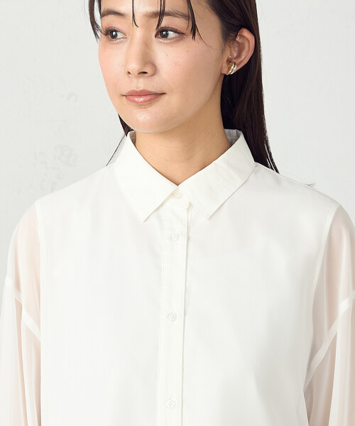 COMME CA ISM（コムサイズム）の「シアーレイヤードシャツ（シャツ/ブラウス・レディース・ホワイト/ブラック・MEDIUM/LARGE）」の6枚目の写真