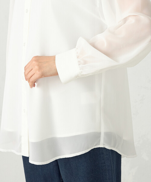 COMME CA ISM（コムサイズム）の「シアーレイヤードシャツ（シャツ/ブラウス・レディース・ホワイト/ブラック・MEDIUM/LARGE）」の5枚目の写真