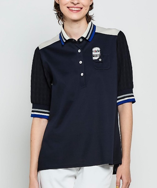 Picone CLUB(ピッコーネクラブ)の「袖切替ポロシャツ(ポロシャツ・レディース・ホワイト/ブラック/ネイビー・L/M/S)」の15枚目の写真