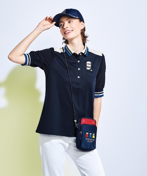 Picone CLUB(ピッコーネクラブ)の「袖切替ポロシャツ(ポロシャツ・レディース・ホワイト/ブラック/ネイビー・L/M/S)」の20枚目の写真