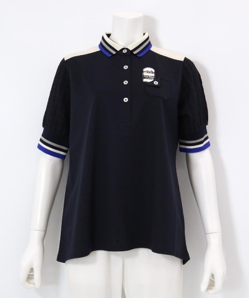 Picone CLUB(ピッコーネクラブ)の「袖切替ポロシャツ(ポロシャツ・レディース・ホワイト/ブラック/ネイビー・L/M/S)」の4枚目の写真