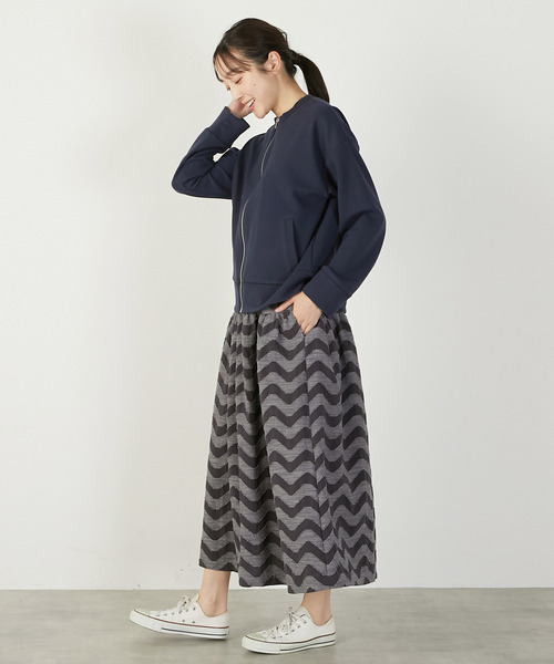 MELROSE claire（メルローズ クレール）の「【なみなみジャガード切り替えロングスカート】（スカート・レディース・ネイビー/グレー・FREE）」の20枚目の写真