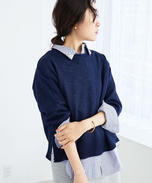 le.coeur blanc（ルクールブラン）の「リネンライクニットプルオーバー（ニット/セーター・レディース・アイボリー/イエロー/ネイビー/パープル・38）」の20枚目の写真
