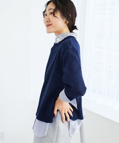 le.coeur blanc（ルクールブラン）の「リネンライクニットプルオーバー（ニット/セーター・レディース・アイボリー/イエロー/ネイビー/パープル・38）」の21枚目の写真