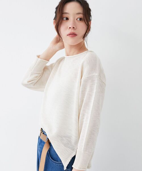 le.coeur blanc（ルクールブラン）の「リネンライクニットプルオーバー（ニット/セーター・レディース・アイボリー/イエロー/ネイビー/パープル・38）」の5枚目の写真