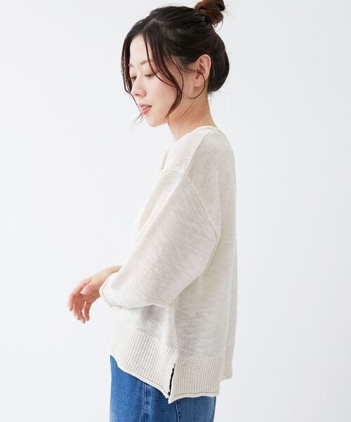 le.coeur blanc（ルクールブラン）の「リネンライクニットプルオーバー（ニット/セーター・レディース・アイボリー/イエロー/ネイビー/パープル・38）」の6枚目の写真