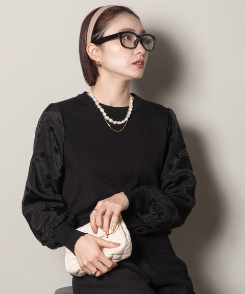 lodie（ロディ）の「袖フロッキードット ニット（ニット/セーター・レディース・ブラック/アイボリー・FREE）」の6枚目の写真