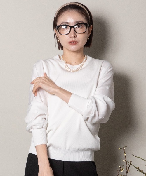 lodie（ロディ）の「袖フロッキードット ニット（ニット/セーター・レディース・ブラック/アイボリー・FREE）」の12枚目の写真