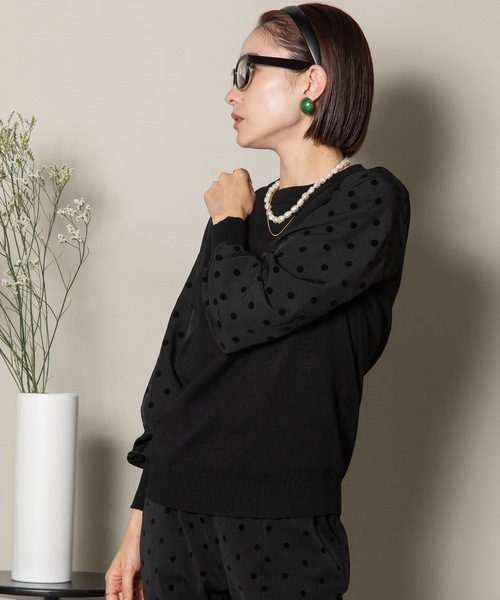 lodie（ロディ）の「袖フロッキードット ニット（ニット/セーター・レディース・ブラック/アイボリー・FREE）」の19枚目の写真