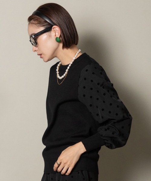 lodie（ロディ）の「袖フロッキードット ニット（ニット/セーター・レディース・ブラック/アイボリー・FREE）」の20枚目の写真