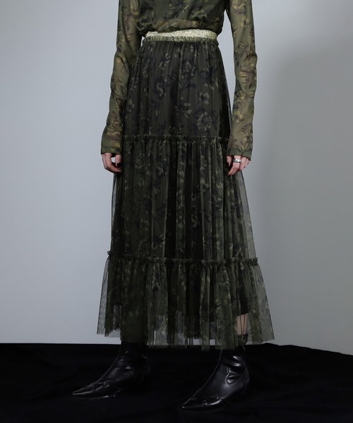 ROSE BUD(ローズバッド)の「(CREOLME)ヴィンテージフラワーチュールスカート(スカート・レディース・グレー/イエロー・ONE SIZE)」の1枚目の写真