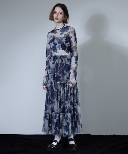 ROSE BUD(ローズバッド)の「(CREOLME)ヴィンテージフラワーチュールスカート(スカート・レディース・グレー/イエロー・ONE SIZE)」の3枚目の写真