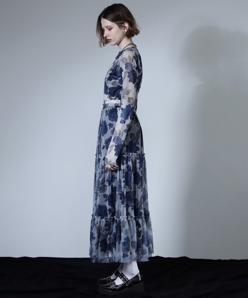 ROSE BUD(ローズバッド)の「(CREOLME)ヴィンテージフラワーチュールスカート(スカート・レディース・グレー/イエロー・ONE SIZE)」の4枚目の写真