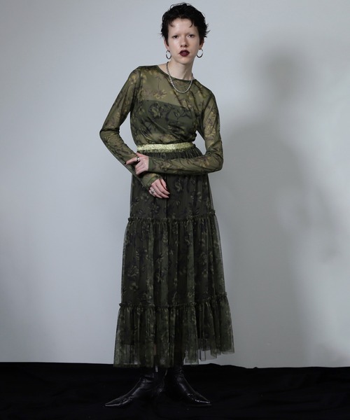 ROSE BUD(ローズバッド)の「(CREOLME)ヴィンテージフラワーチュールスカート(スカート・レディース・グレー/イエロー・ONE SIZE)」の21枚目の写真