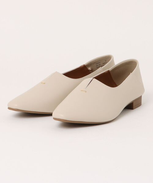 600円値下げ！★23cm ベージュ アイボリー アシメントリーパンプス ABC SELECT エービーシーセレクト BIT SLIT PUMPS 2 ビット